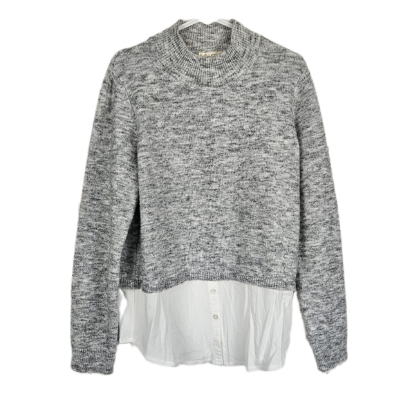 Jessica Simpson Sweaters - Jessica Simpson Sweater Heathered Gray Layered Look Mock Neck Womens L